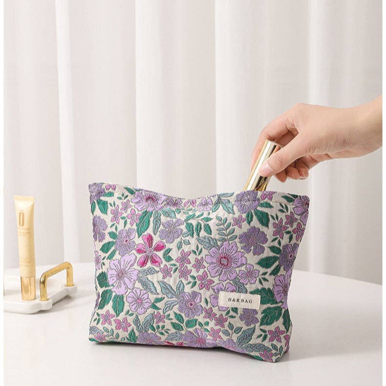 Colorful Embroidery Portable Cosmetic Bag