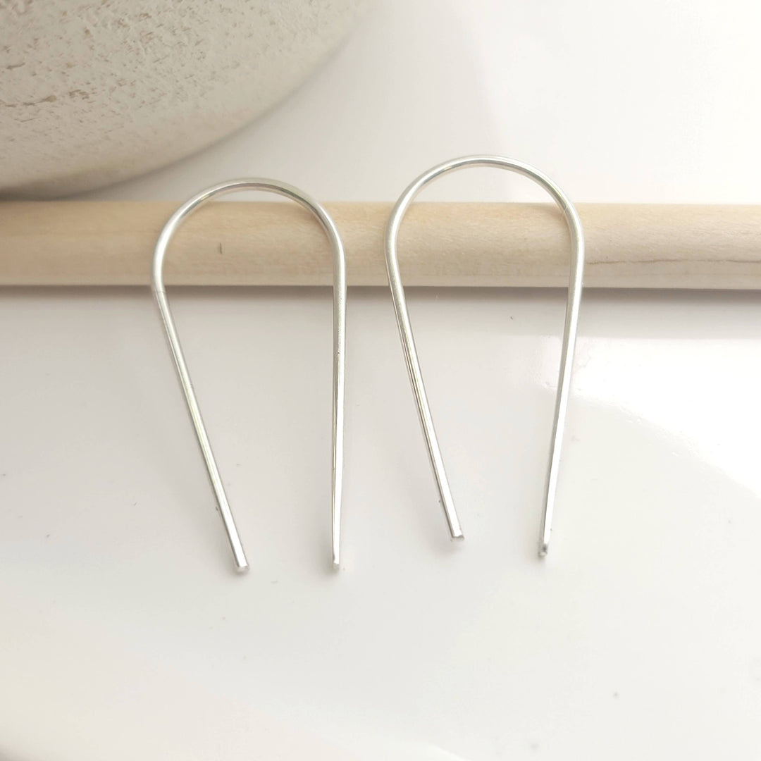 Open Hoop Threader Earrings - Sterling Silver
