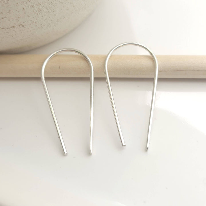 Open Hoop Threader Earrings - Sterling Silver