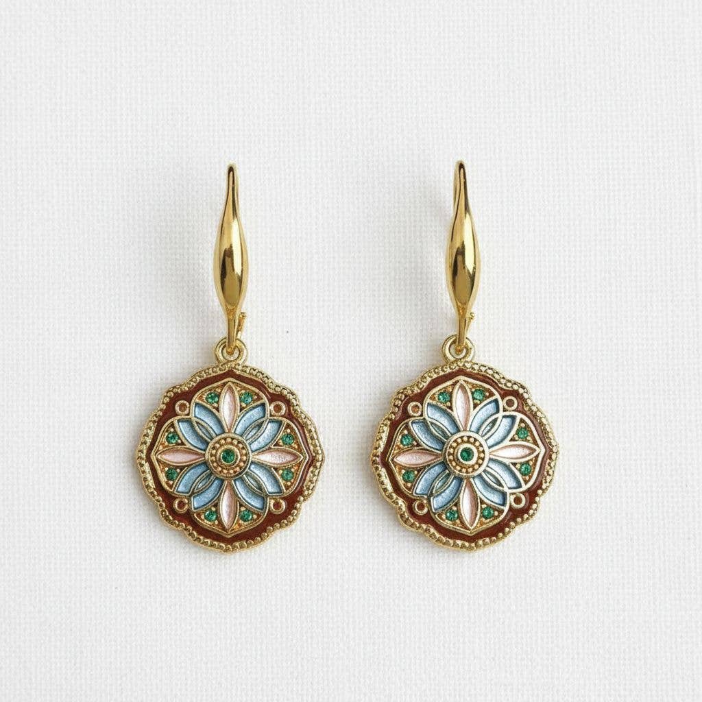 Enamel Drip Art Dangle Earrings