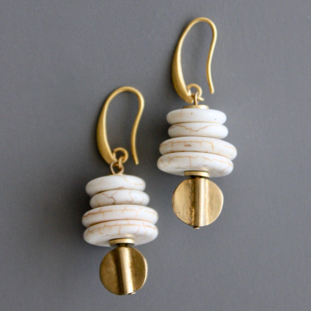 Magnesite & Gold Hook Earrings