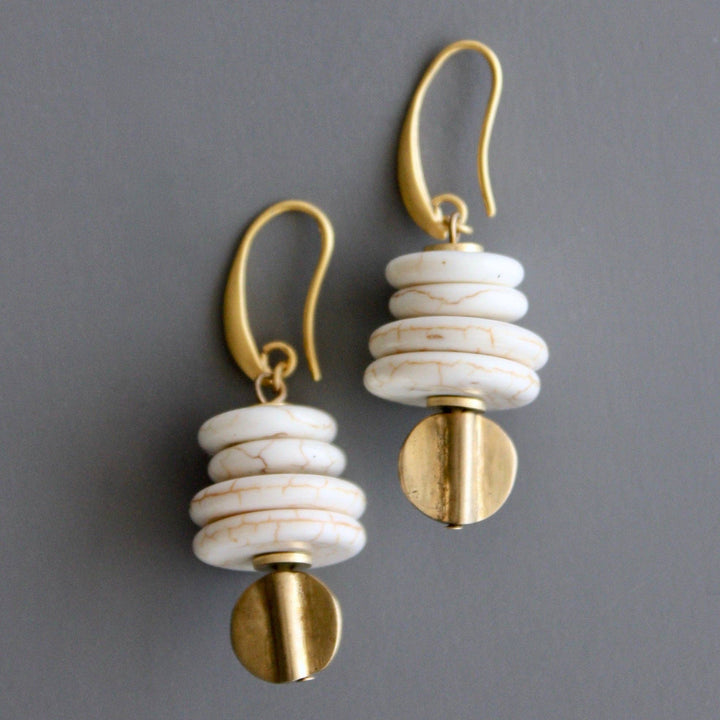 Magnesite & Gold Hook Earrings