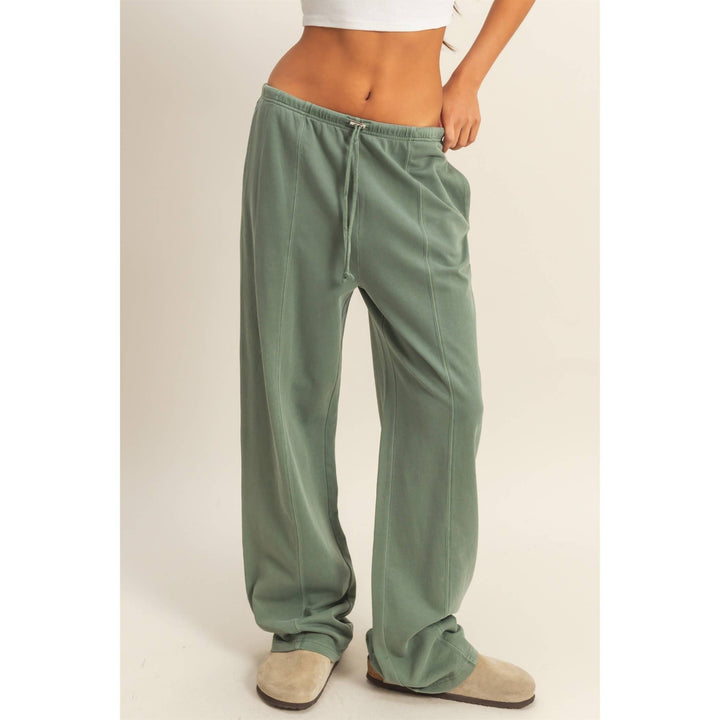 Basics High-Waisted Straight-Cut Drawstring Pants