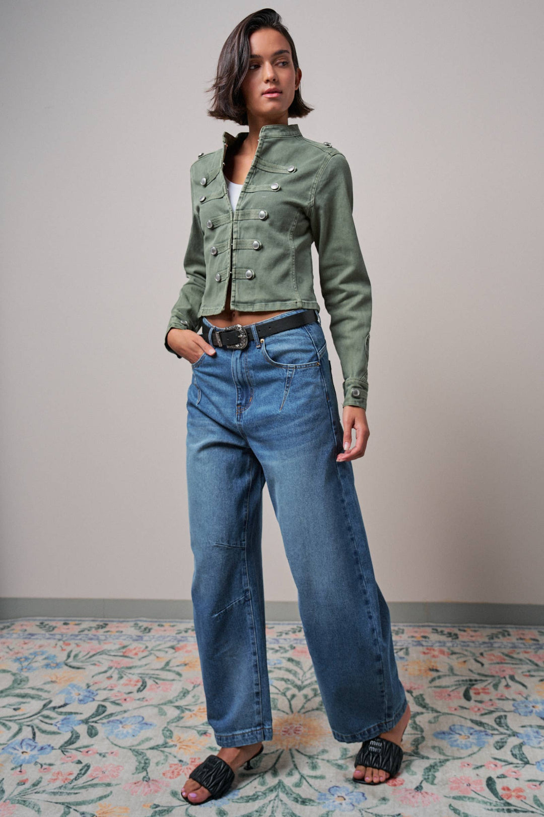 Military Double-Button Stretch Cotton Jacket