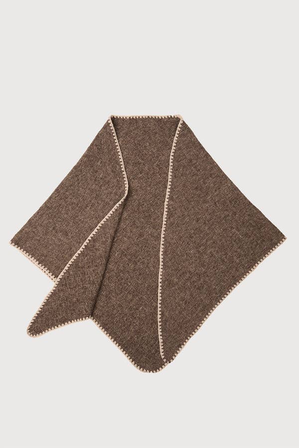 Knitted Triangle Shawl in Taupe, Denim or Coffee