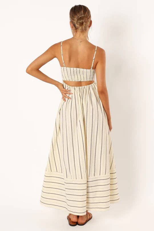 Striped Backless Spaghetti Dress