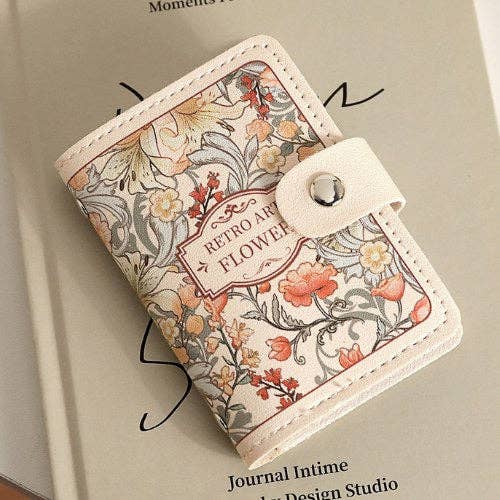 Vintage Floral Leather Card Cases