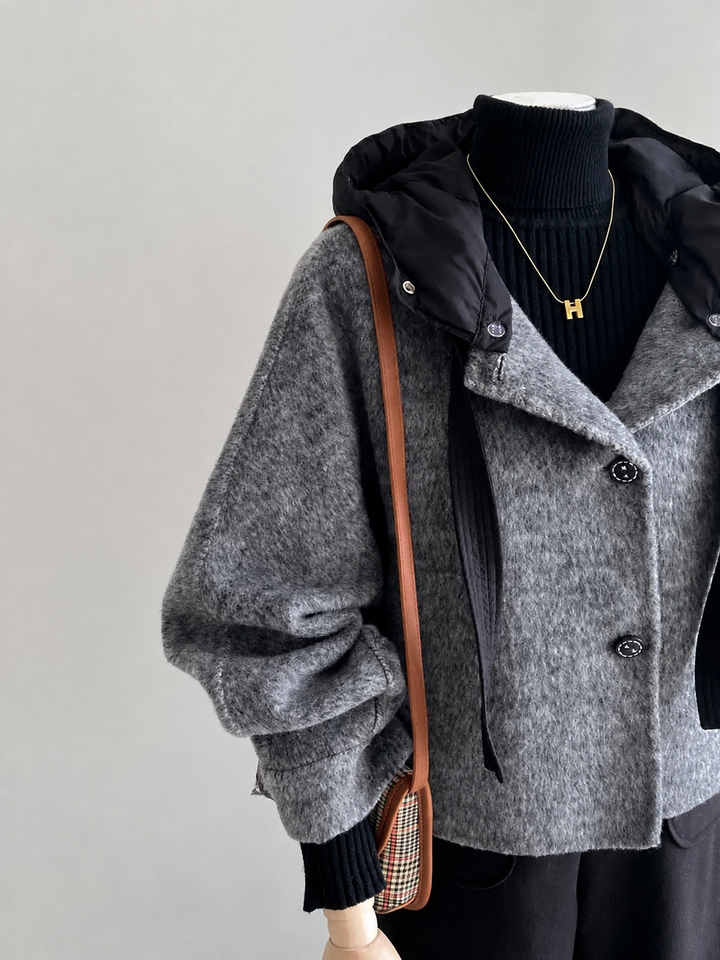 Nora 100% Wool Camel Hooded Jacket