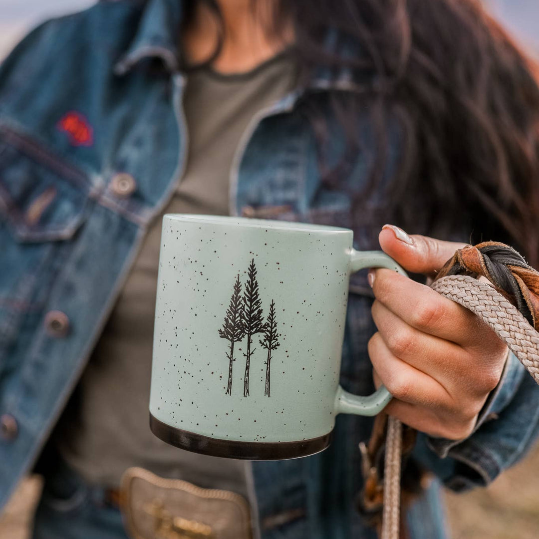Rustic Three Tree Ceramic Sage Mug