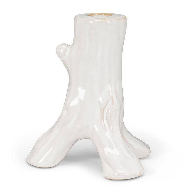 Large Trunk Taper Holder-Antique White-6"H