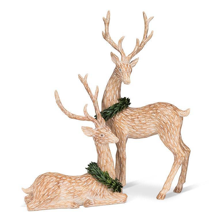 Laying Deer with Wreath-11"H