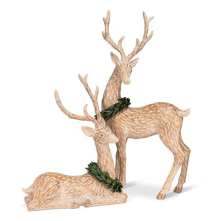 Laying Deer with Wreath-11"H