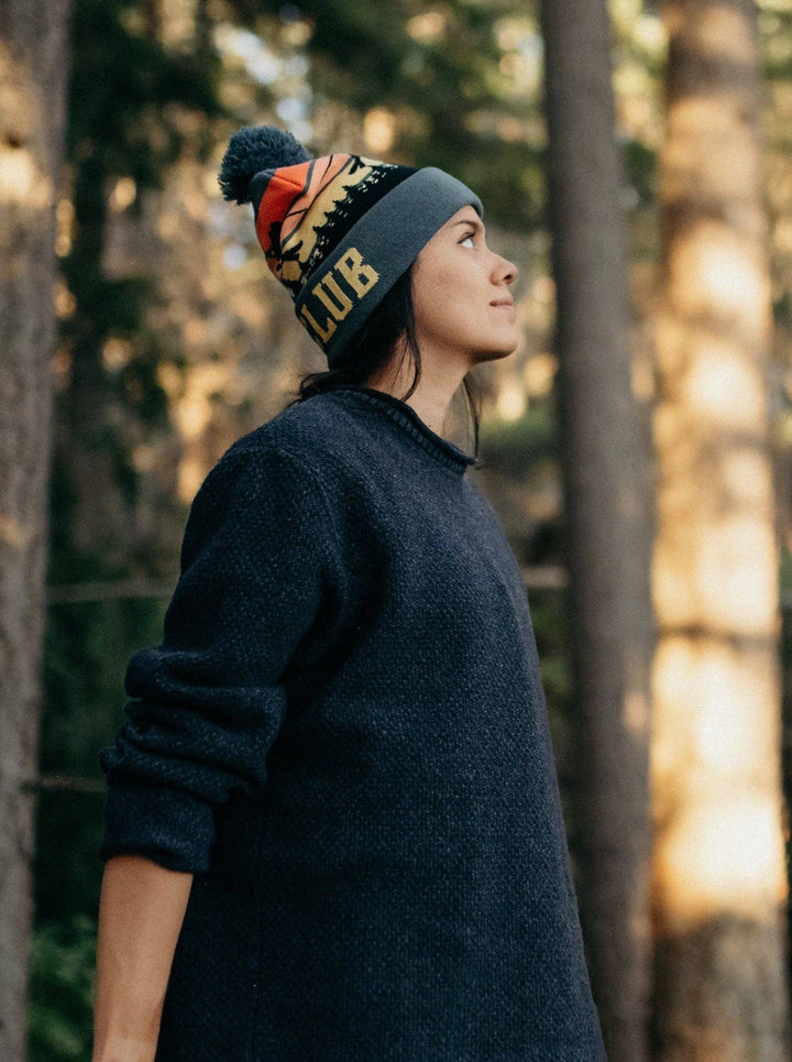 Ski Club Beanie with Pom Pom