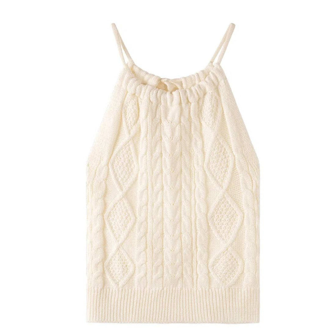 Beige Knit Halter Vest