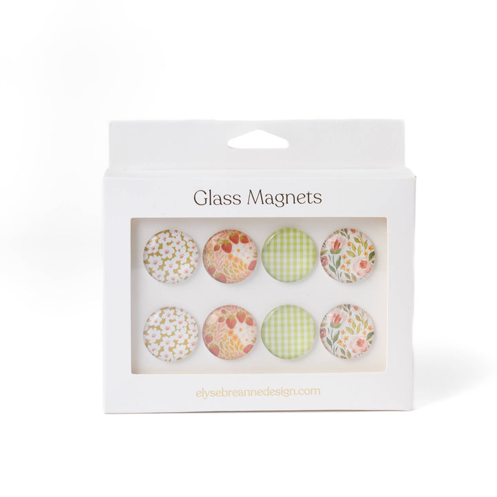 Set of 8 Glass Floral Magnets
