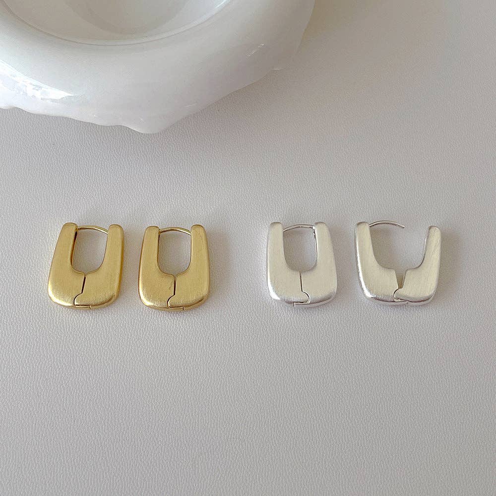 Simple Matte Brushed Hoop Earrings in Silver or Gold
