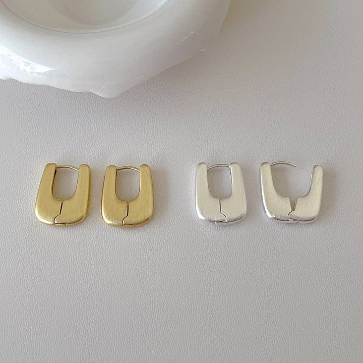 Simple Matte Brushed Hoop Earrings in Silver or Gold