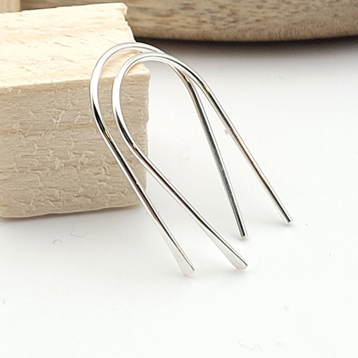 Open Hoop Threader Earrings - Sterling Silver