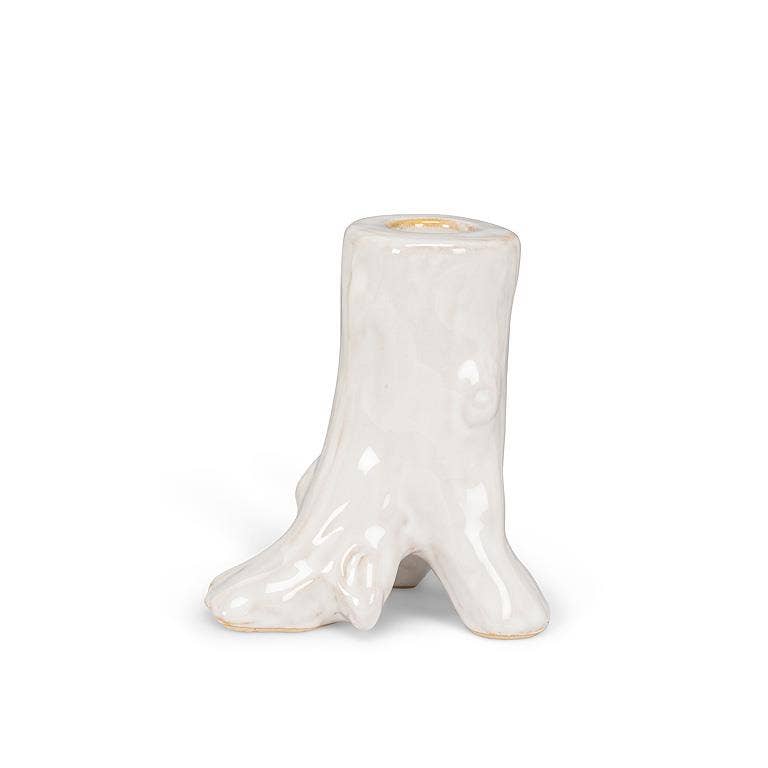 Small Trunk Taper Holder-Antique White-4"H