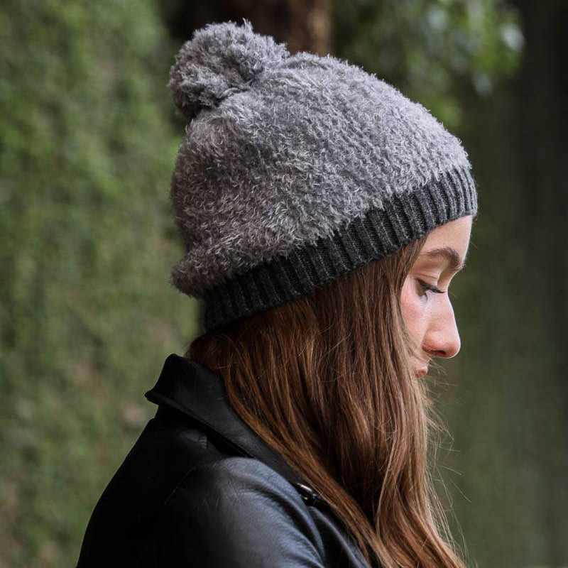 Furry Pom Knit Beanie