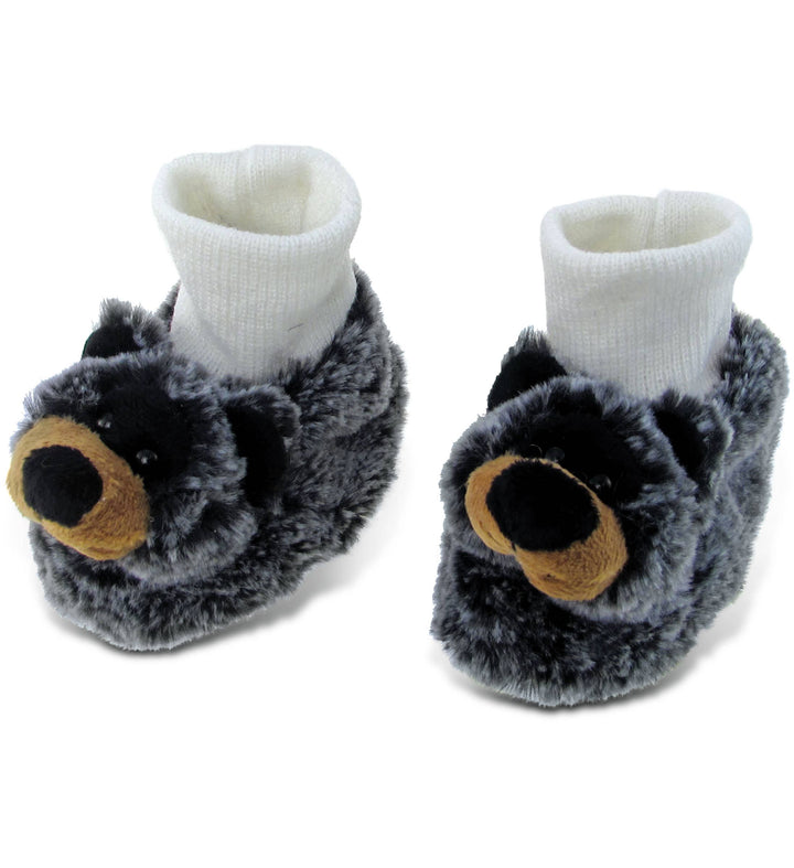 Super Soft Plush Baby Shoes - Black Bear