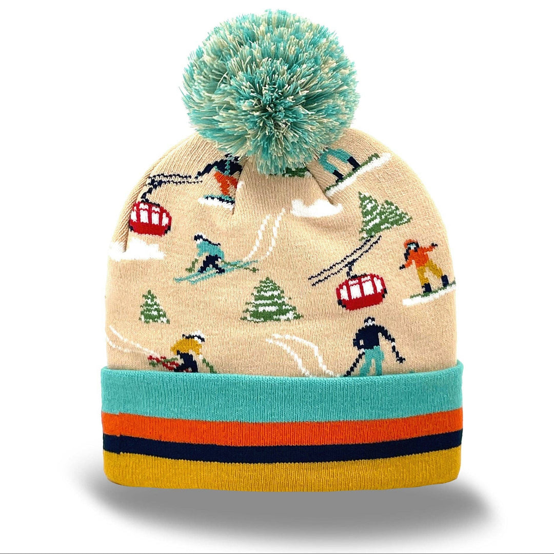 Winter Ski Resort Gondola Beanie with Pom Pom