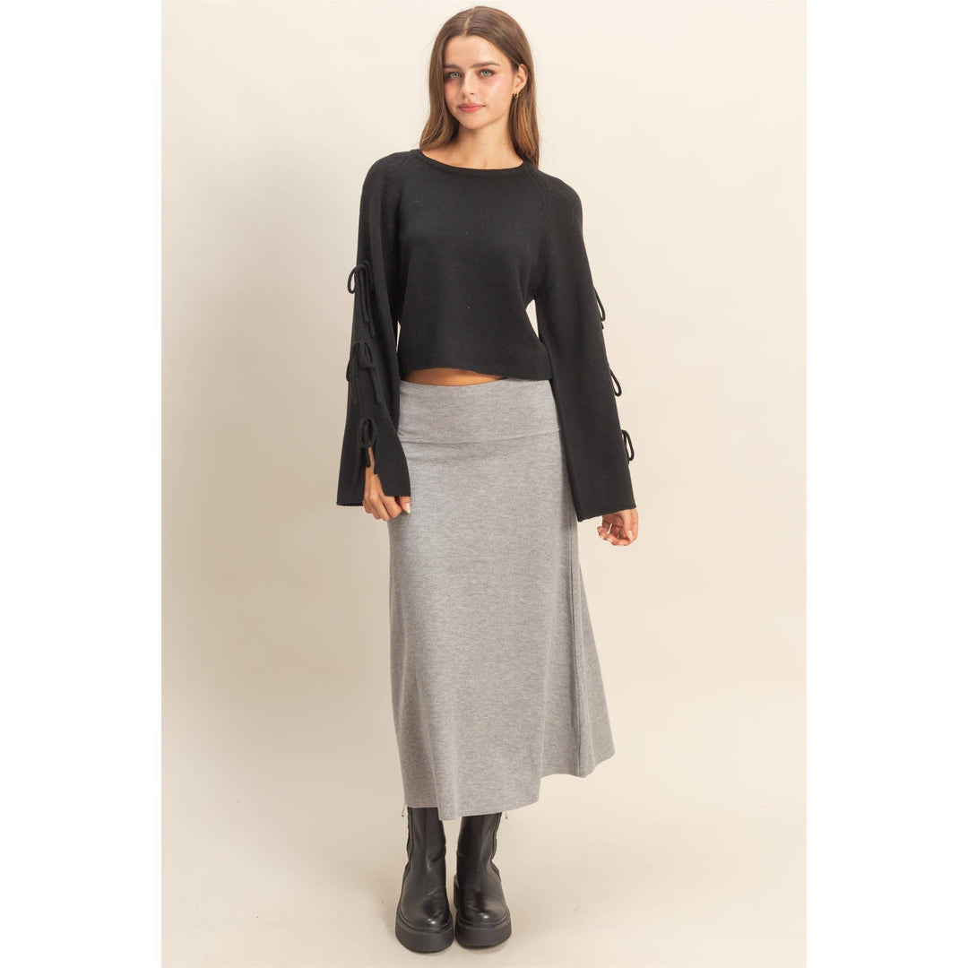 Ribbed Knit Skirt - Gray