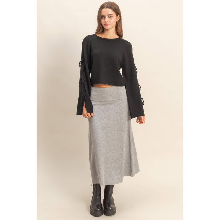 Ribbed Knit Skirt - Gray