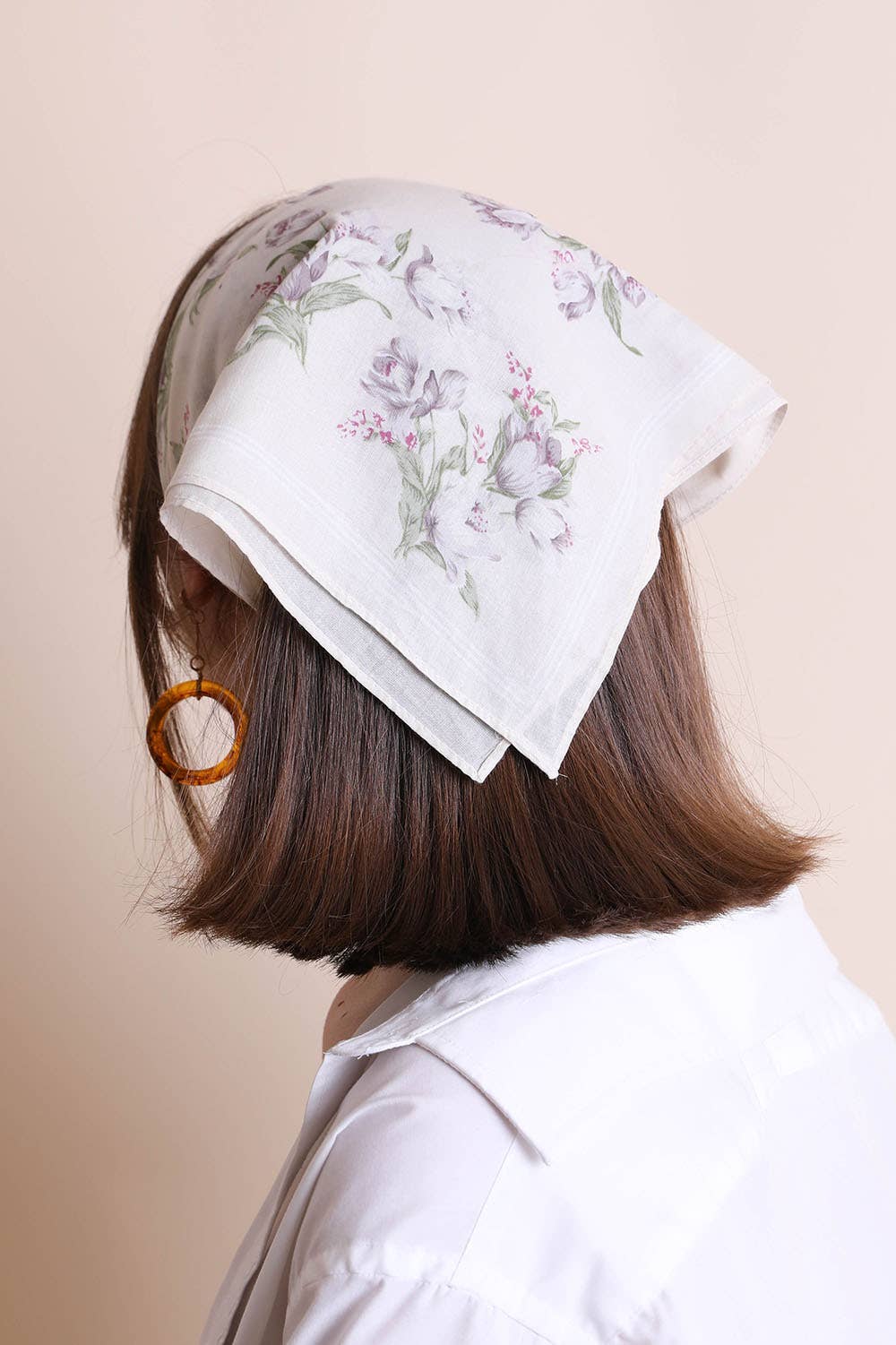 Orchid Flower Bandana in Gray