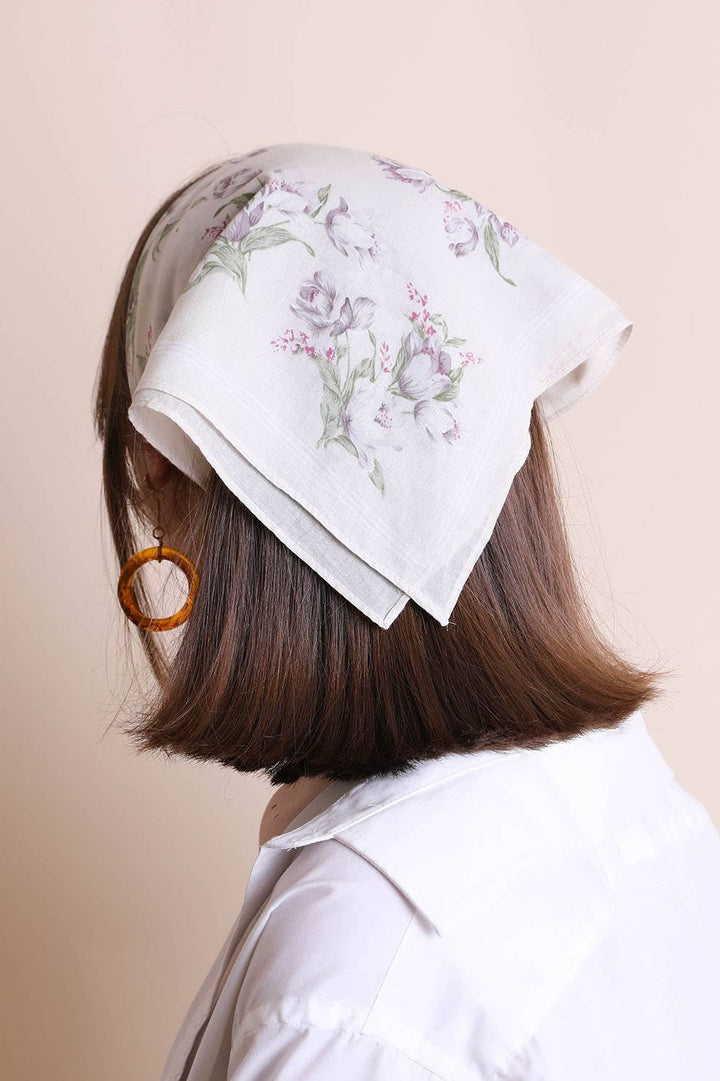Orchid Flower Bandana in Gray