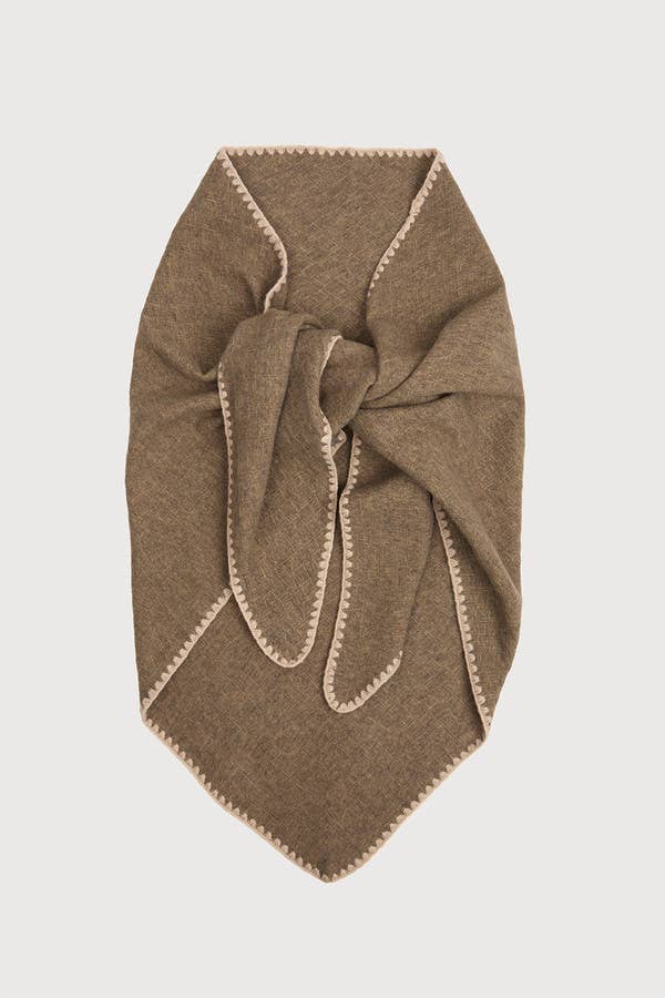 Knitted Triangle Shawl in Taupe, Denim or Coffee