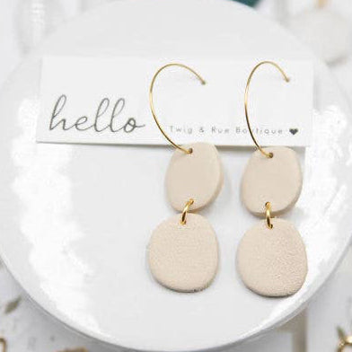 Tessa Clay Stone Hoop Earrings in Sandstone