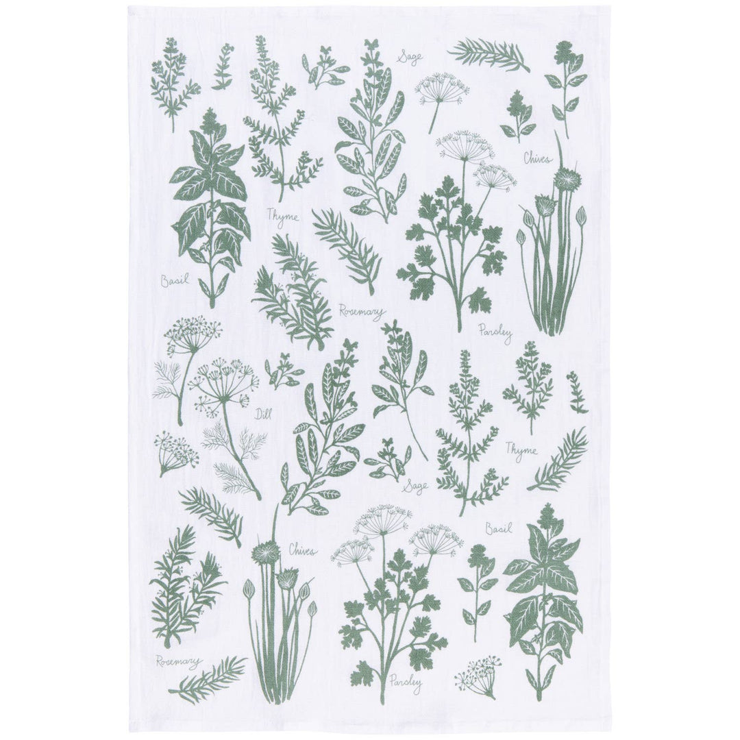 Fresh Herbs Elm Green Floursack Dishtowels - Set of 2