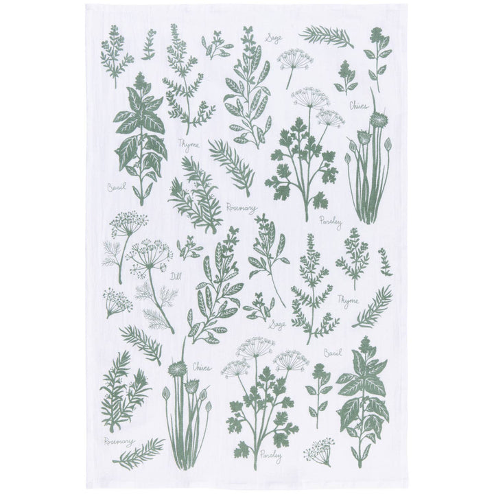 Fresh Herbs Elm Green Floursack Dishtowels - Set of 2