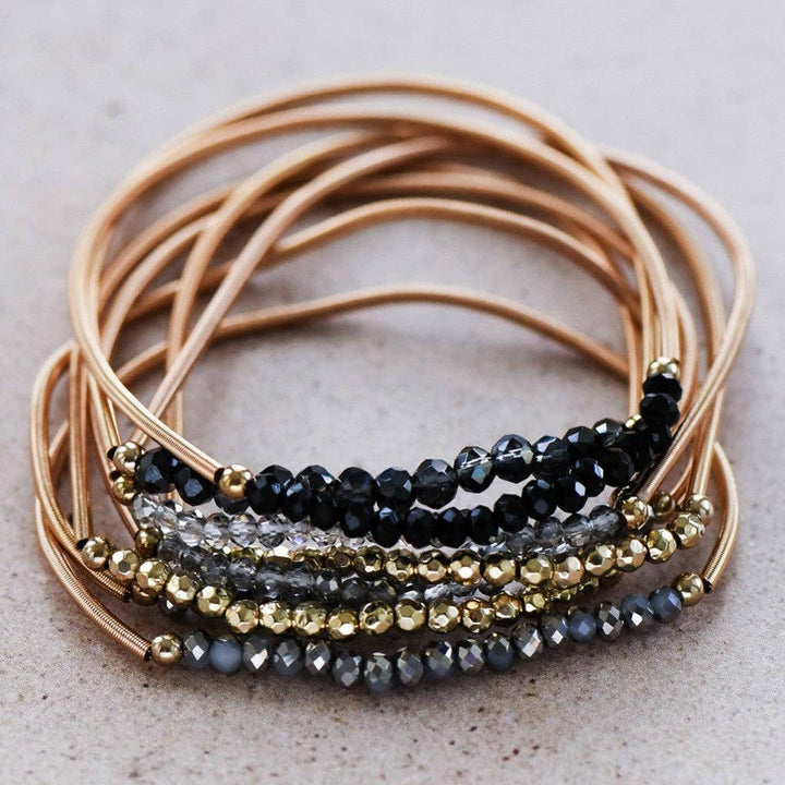 Boho Layered Spring Coil Guitar String Bracelet Set