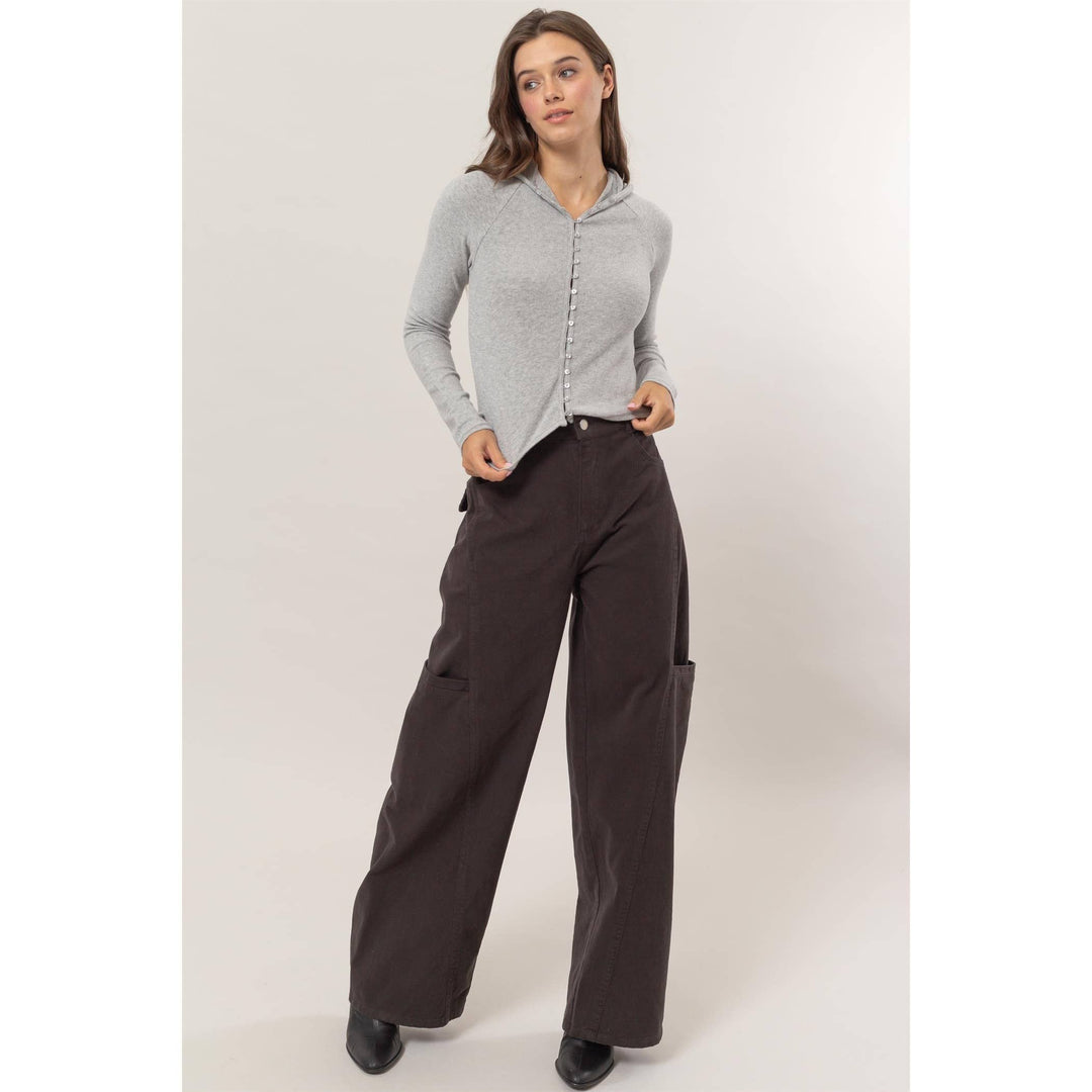 Brushed Rib Knit Hoodie Top