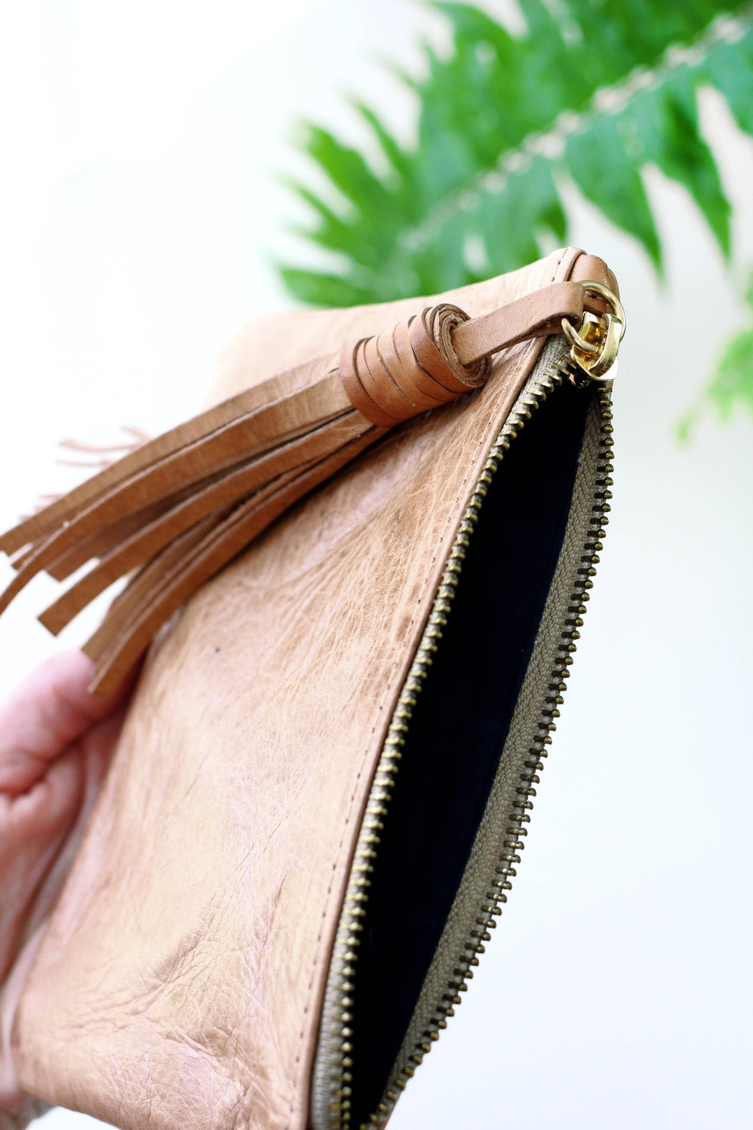 Blossom Leather Tassel Pouch