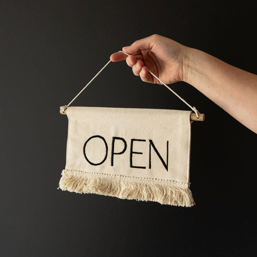 Claudia Embroidered Open-Closed Sign