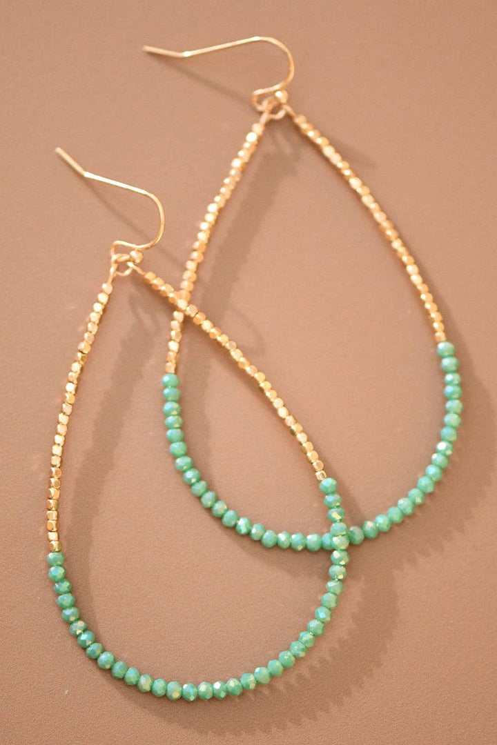 Gold Beaded Drop Earrings with Turquoise Beads