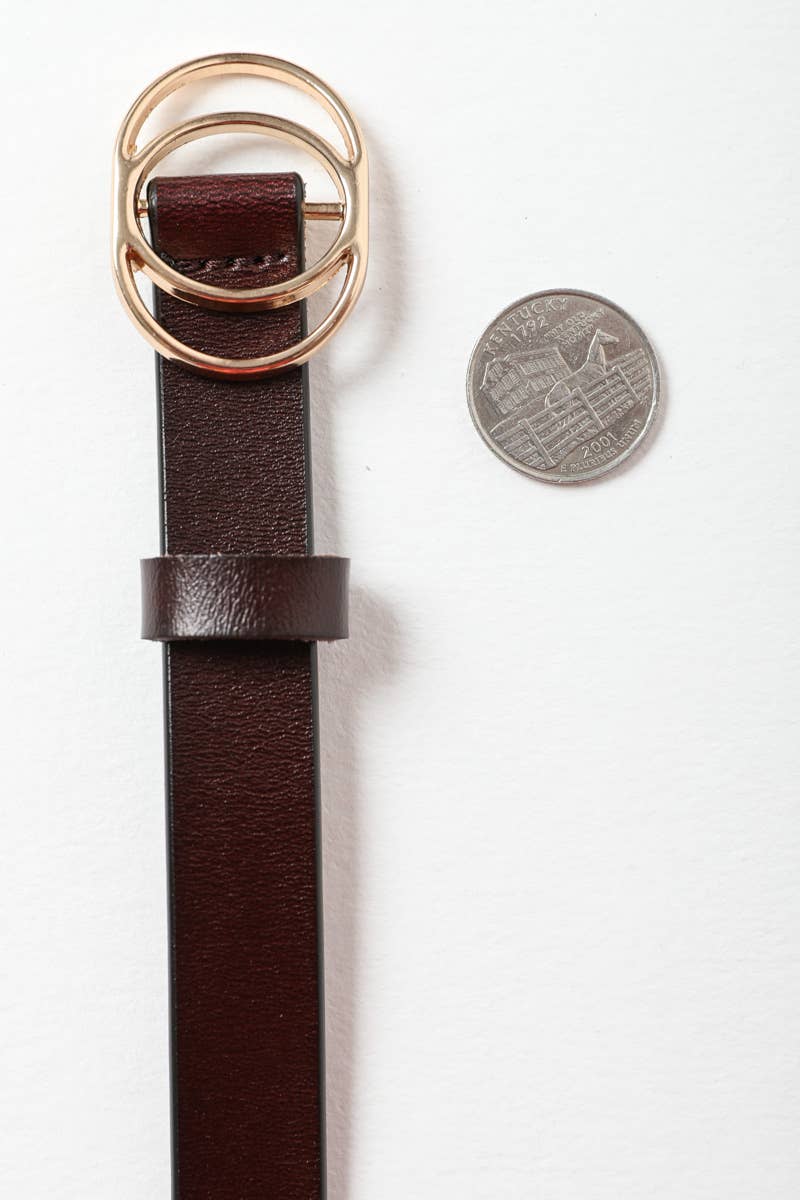 Brown Double Ring Buckle Cinch Belt