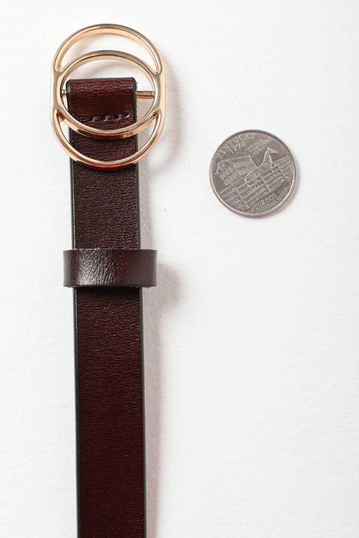 Brown Double Ring Buckle Cinch Belt