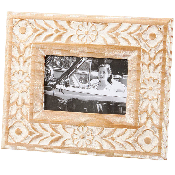 Floral Rosette Wood Photo Frame
