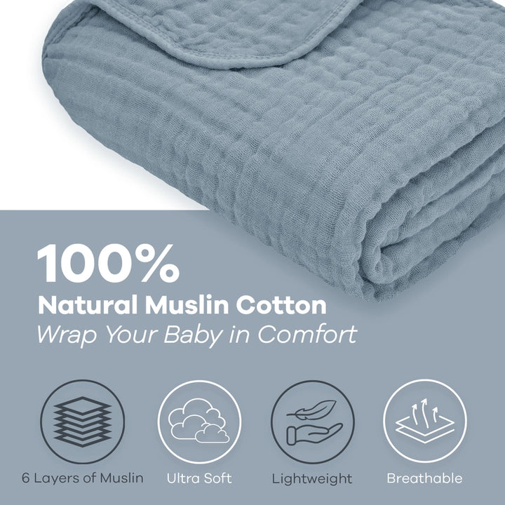 Pacific Blue Muslin Cotton Blankets by Comfy Cubs