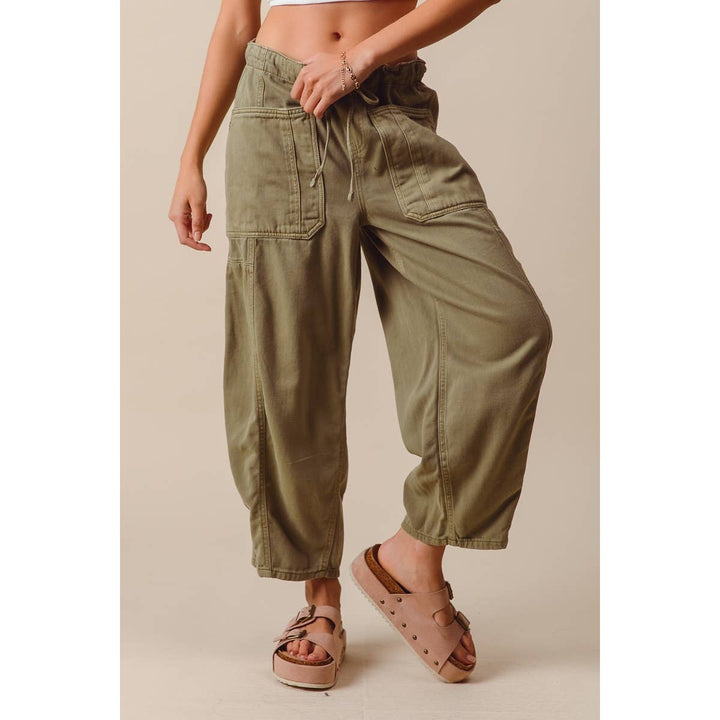 Olive Mid Rise Wide Leg Pant