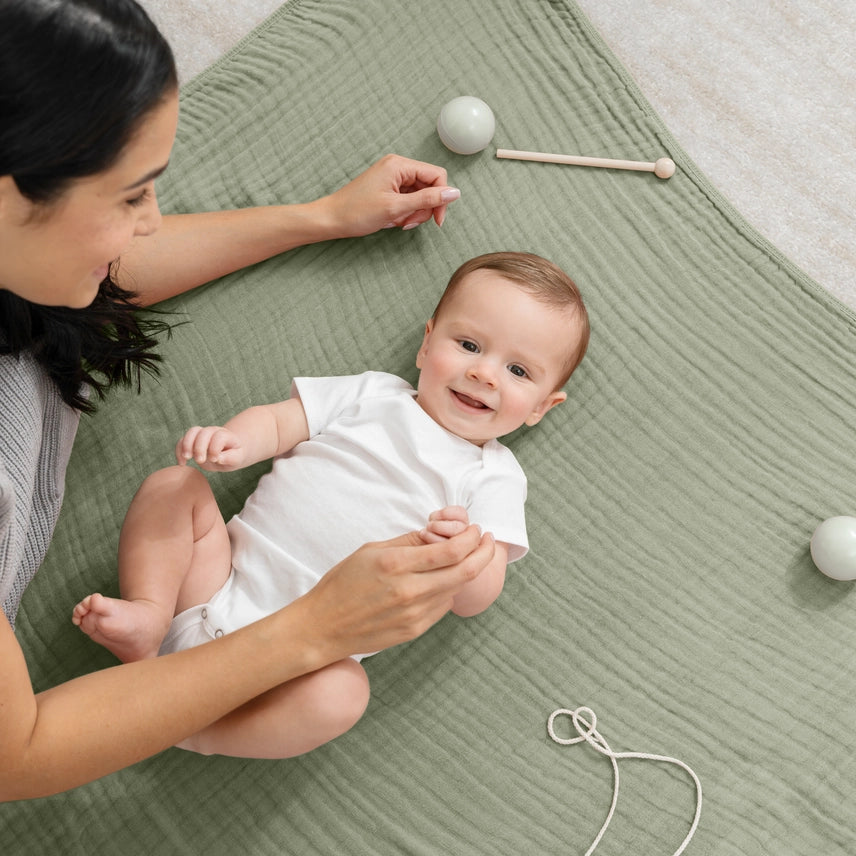 Sage Muslin Cotton Blankets by Comfy Cubs
