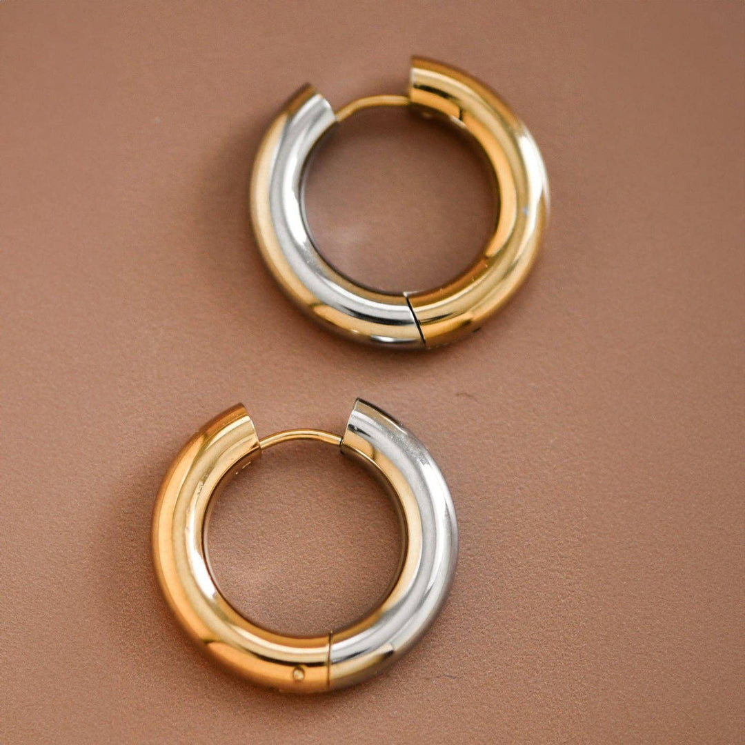 18K Gold Plated Waterproof Reversible Hoop Earrings