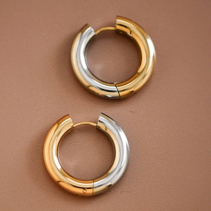 18K Gold Plated Waterproof Reversible Hoop Earrings
