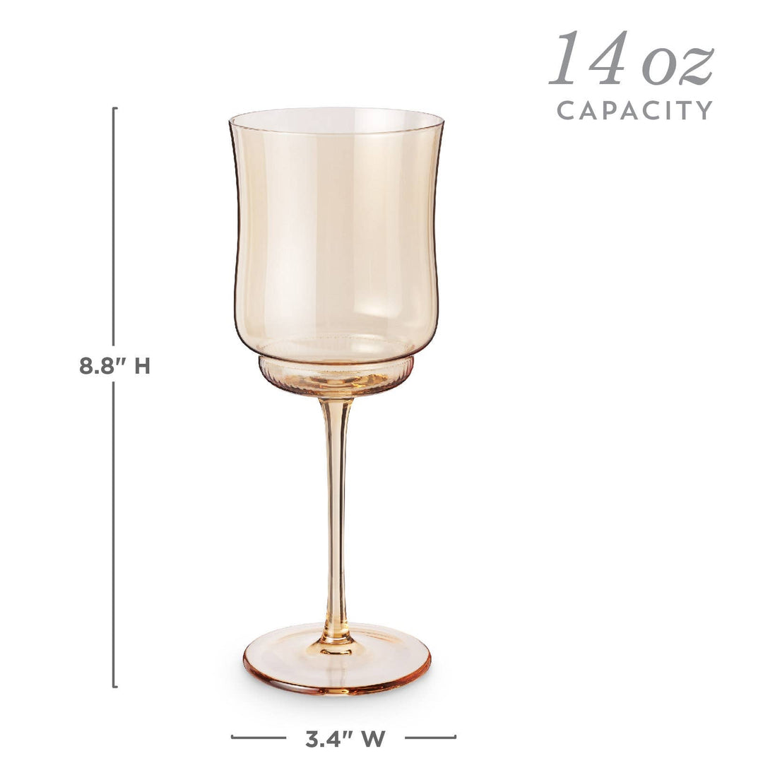 Tulip Amber Tinted Glass Stemmed Wine Glasses Set of 2