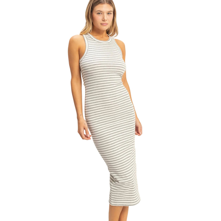 Striped Ribbed Tank Dress