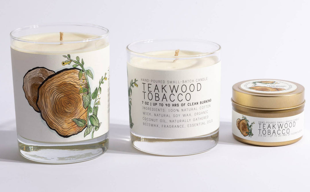 Teakwood Tobacco Large Candle by Just Bee